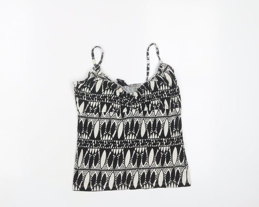 H&M Womens Black Geometric Cotton Camisole Tank Size S V-Neck