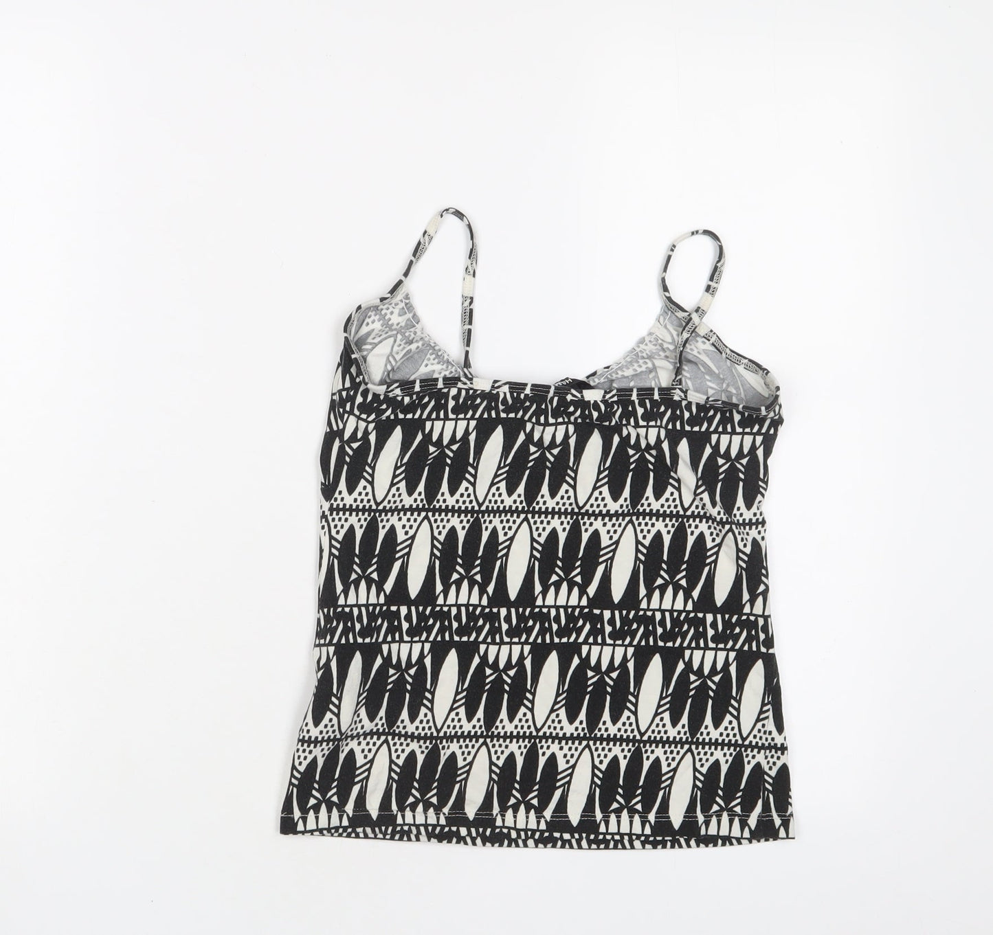 H&M Womens Black Geometric Cotton Camisole Tank Size S V-Neck