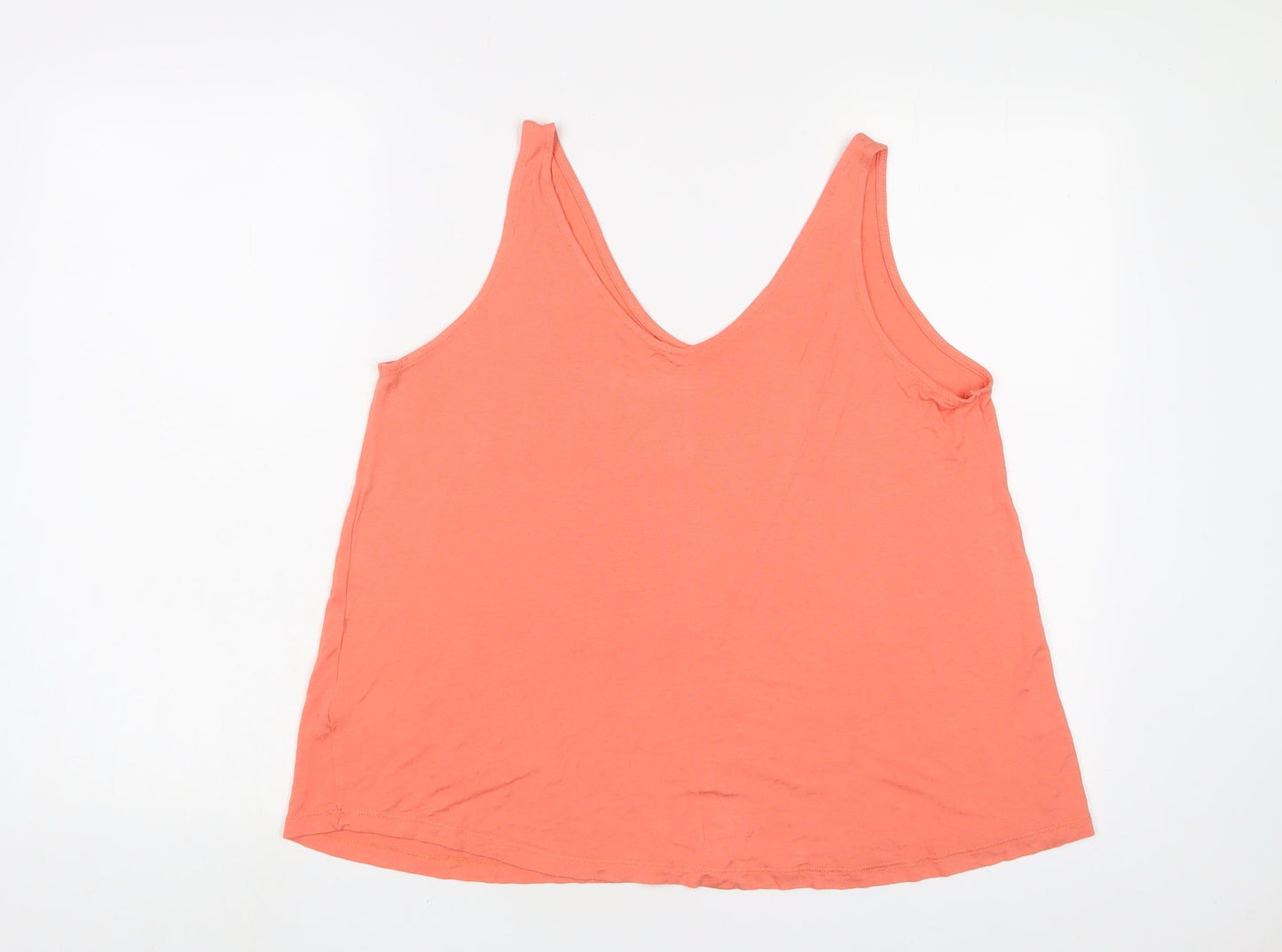Warehouse Womens Orange Viscose Basic Tank Size 12 V-Neck