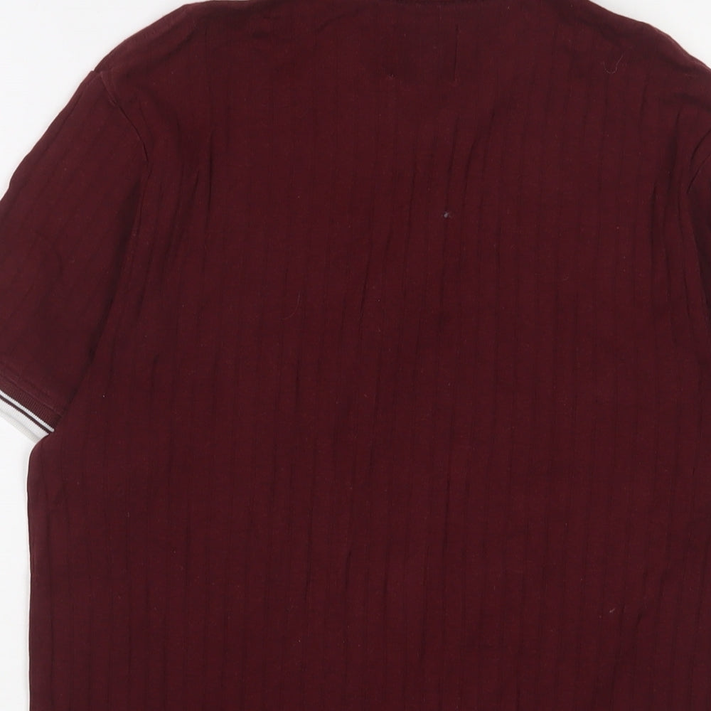 Burton Mens Red Cotton Polo Size S Collared Zip