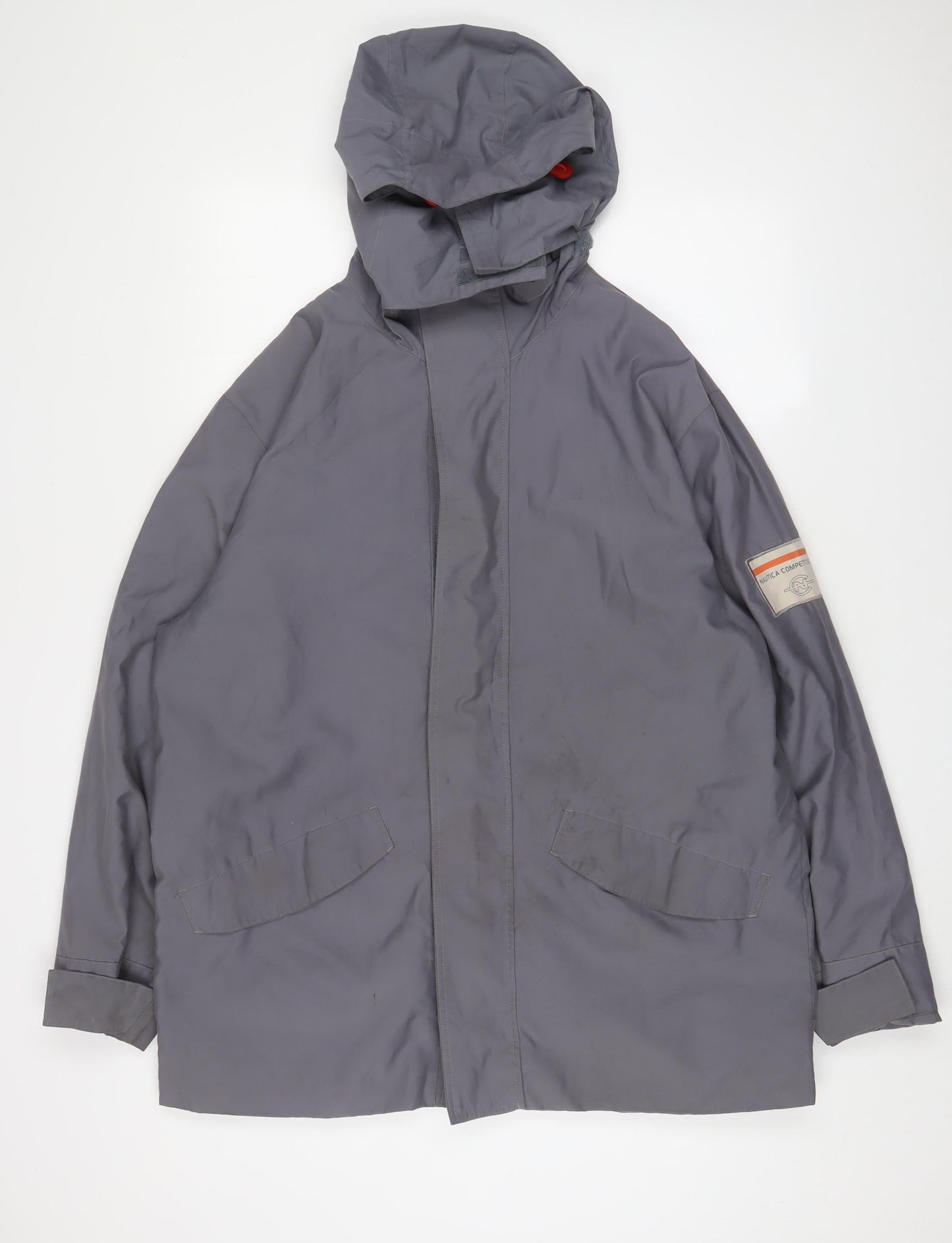 Nautica Mens Grey Jacket Coat Size M Zip - Badge Logo