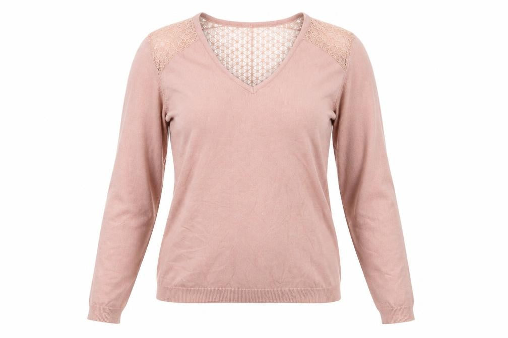 VERO MODA Womens Pink V-Neck Viscose Pullover Jumper Size S - Lace