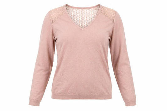Vero Moda Womens Pink V-Neck Viscose Pullover Jumper Size S - Lace