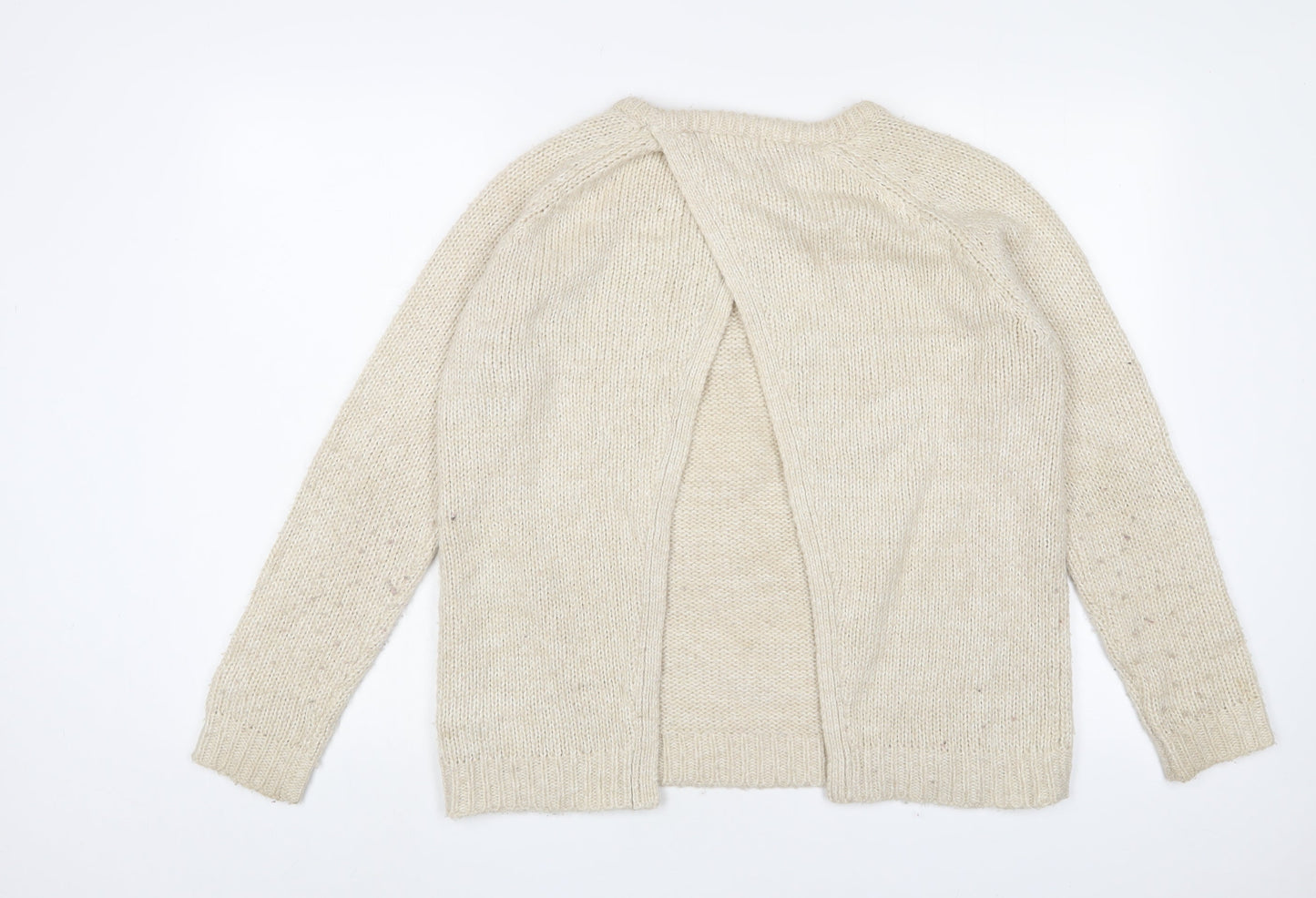 Brave Soul Womens Beige Crew Neck Acrylic Pullover Jumper Size S
