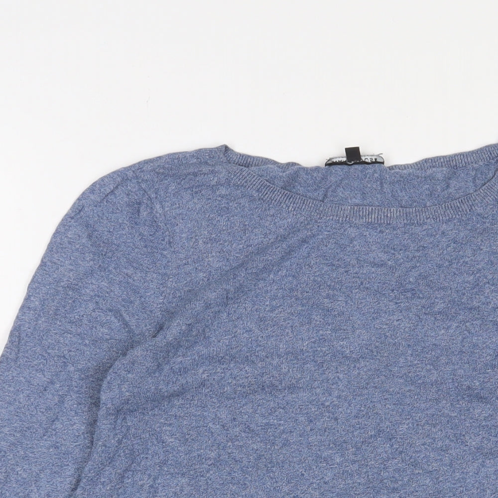 Warehouse Womens Blue Crew Neck Cotton Pullover Jumper Size 10