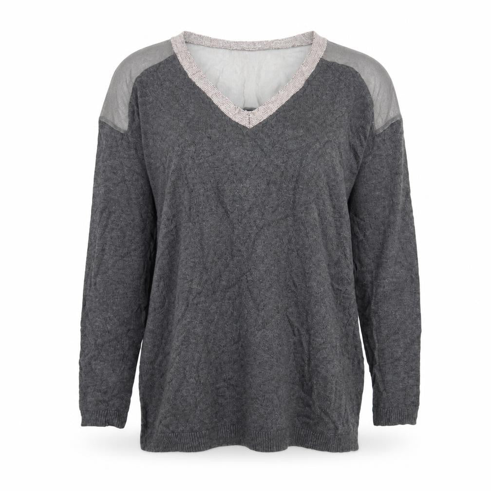 Savannah Miller Womens Grey V-Neck Viscose Pullover Jumper Size 8 - Glitter