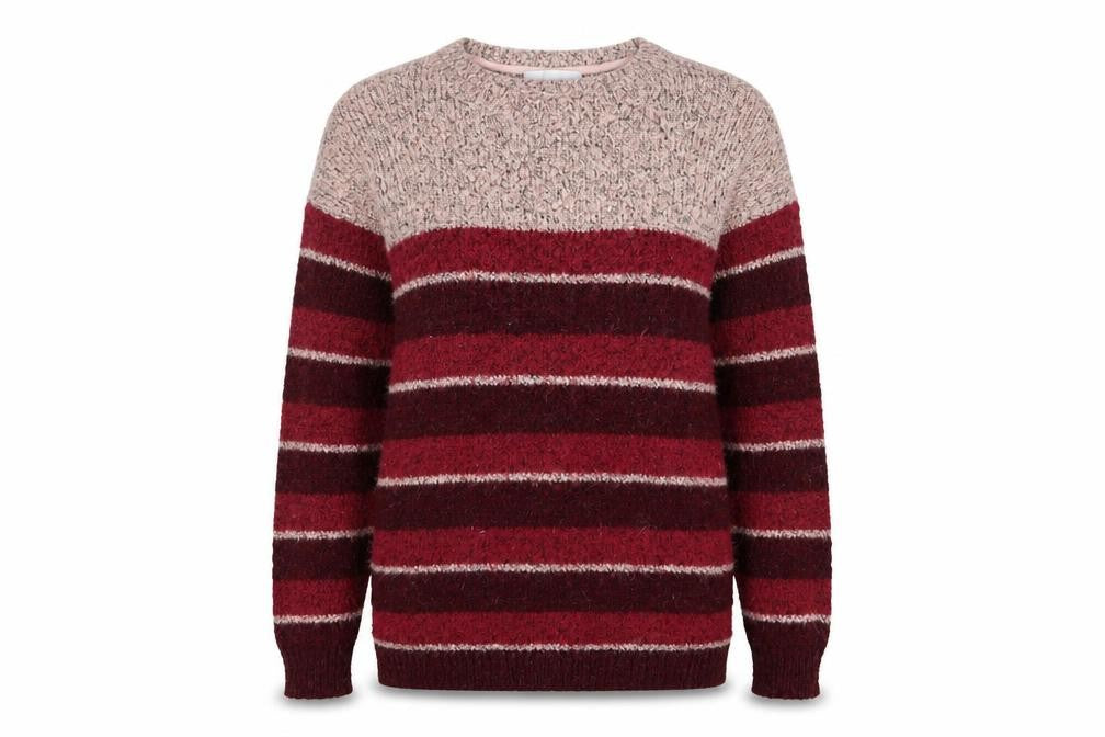 Red Herring Womens Pink Crew Neck Striped Acrylic Pullover Jumper Size 12