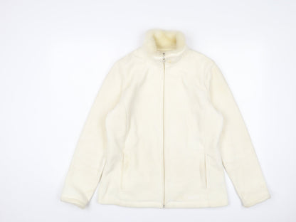Additional front view of Maine New England women’s ivory jacket, size UK 12, zip - logo, embroidered