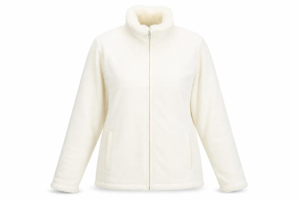 Maine Womens Ivory Jacket Size 12 Zip - Logo, Embroidered