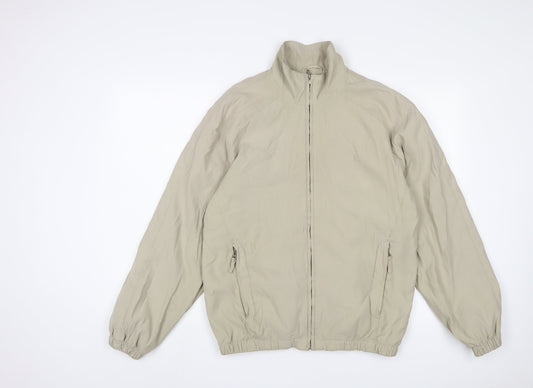Maine Mens Beige Jacket Size S Zip - Logo, Embroidered