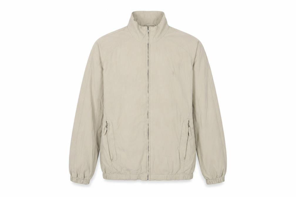 Maine Mens Beige Jacket Size S Zip - Logo, Embroidered