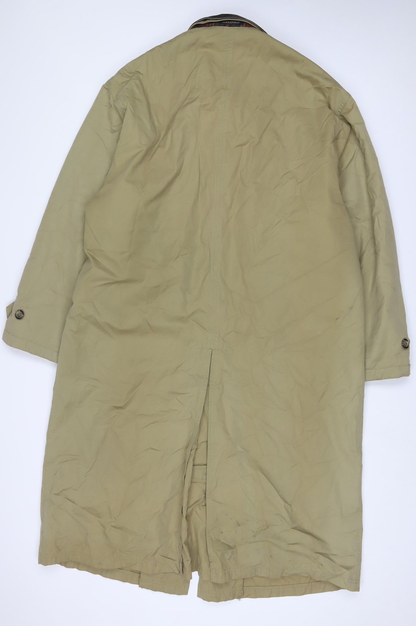 STONES Mens Beige Overcoat Coat Size XL Button - Pockets