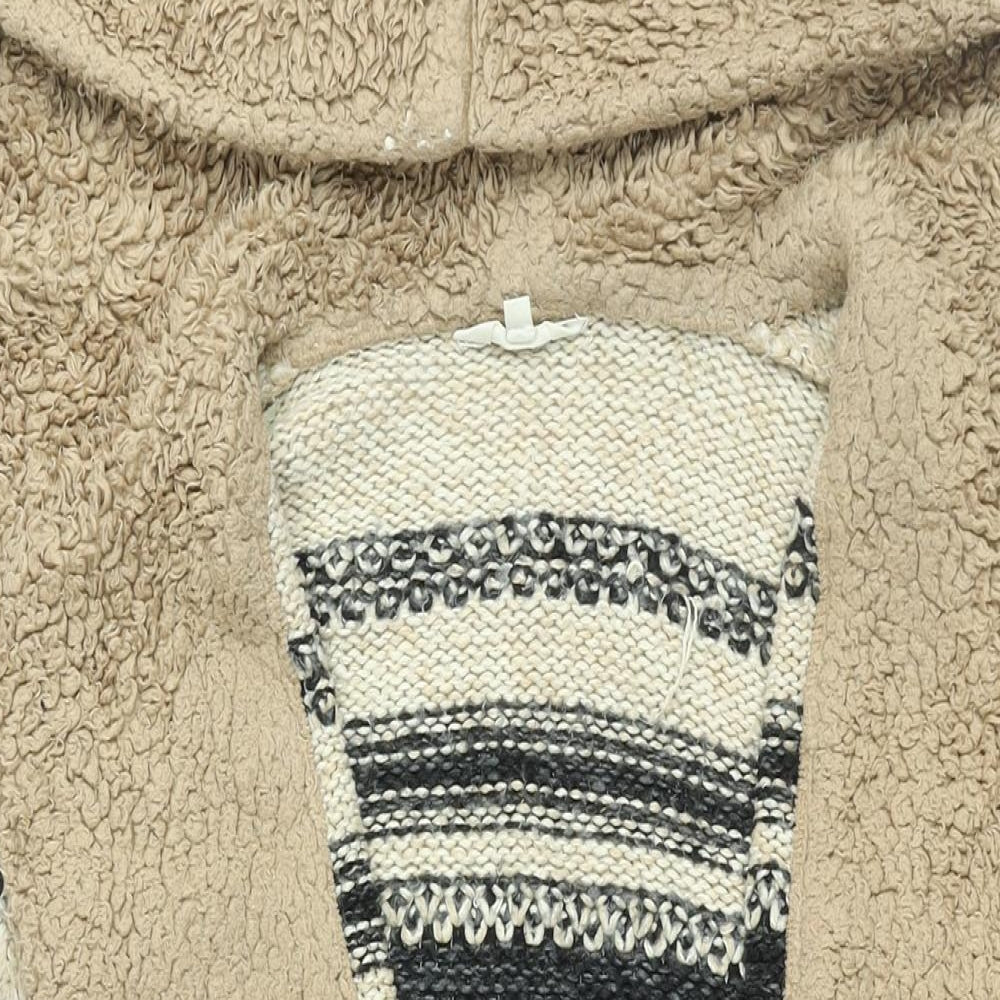 Falmer Womens Beige Geometric Overcoat Coatigan Size M