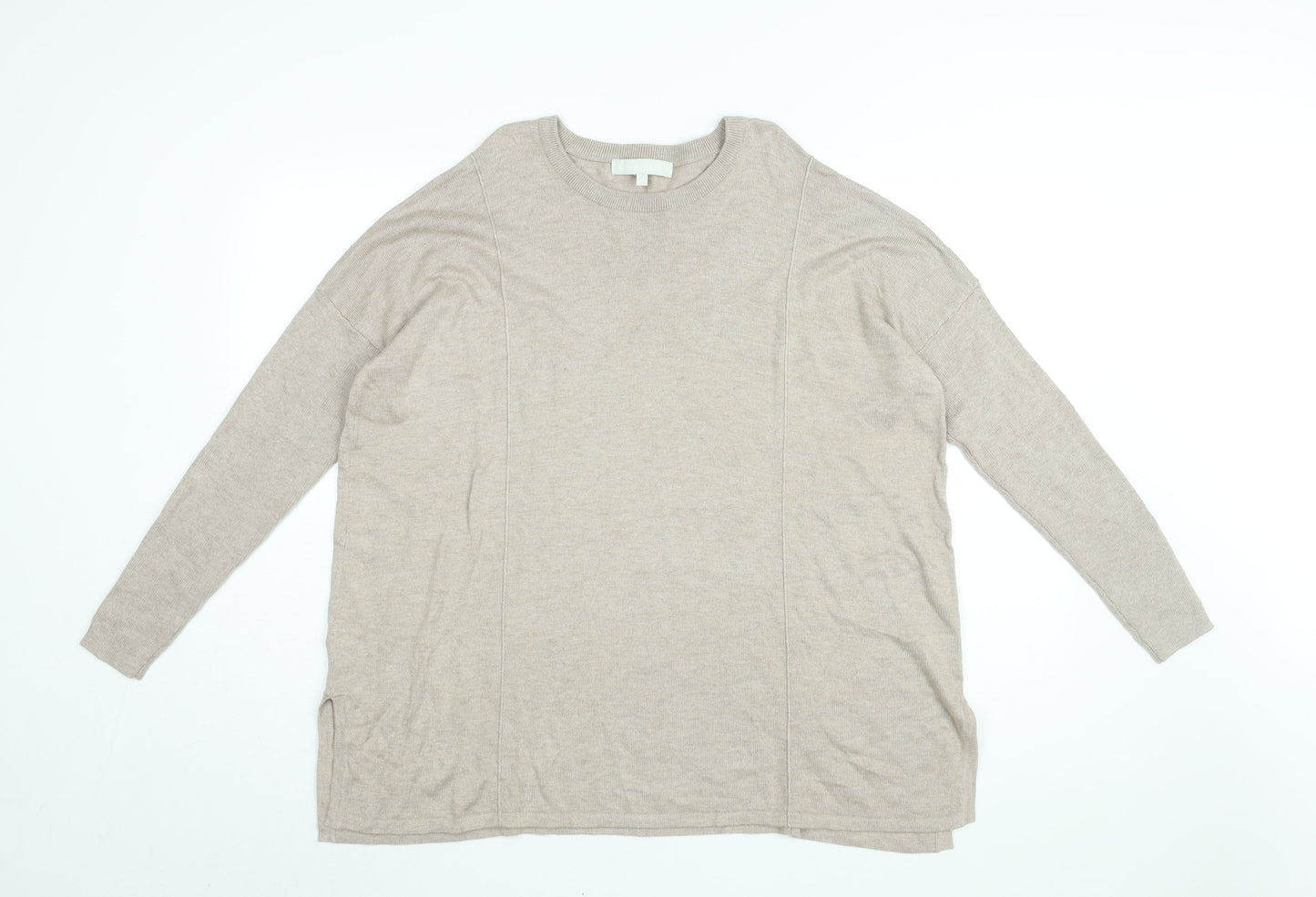 Gray & Willow Womens Beige Viscose Basic T-Shirt Size M Round Neck