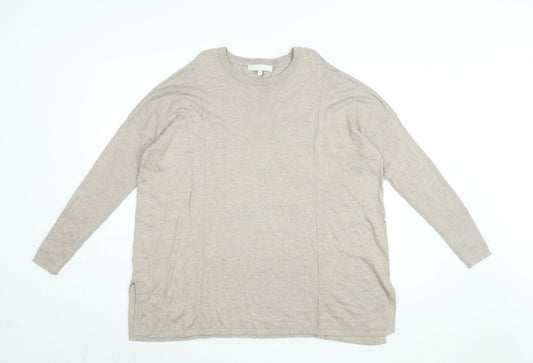 Gray & Willow Womens Beige Viscose Basic T-Shirt Size M Round Neck