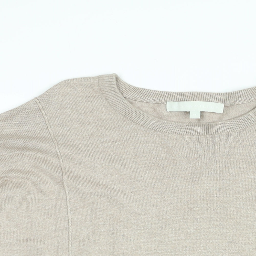 Gray & Willow Womens Beige Viscose Basic T-Shirt Size M Round Neck