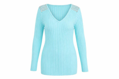 Sky Design Womens Blue Viscose Basic T-Shirt Size 14 V-Neck