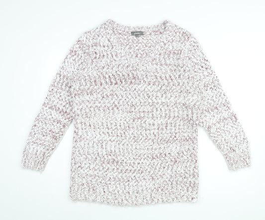 Studio Womens White V-Neck Acrylic Pullover Jumper Size 12 - Size 12-14
