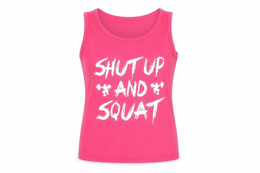 Ying Ying Womens Pink Cotton Basic Tank Size L Round Neck Pullover - Shut Up And Squat