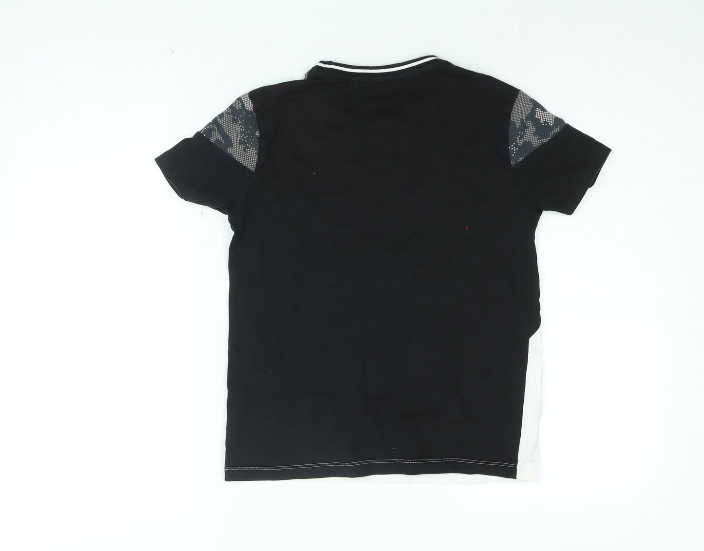 NEXT Boys Black Geometric Cotton Basic T-Shirt Size 10 Years Round Neck Pullover - NLTD