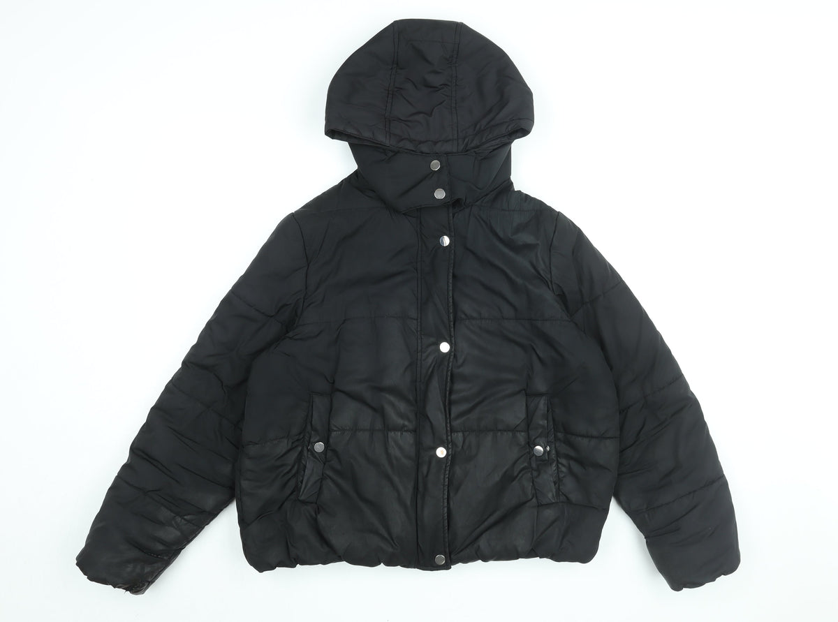 Marks & Spencer Womens Black Puffer Jacket Coat Size 14 Zip