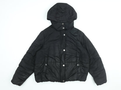 Marks & Spencer Womens Black Puffer Jacket Coat Size 14 Zip