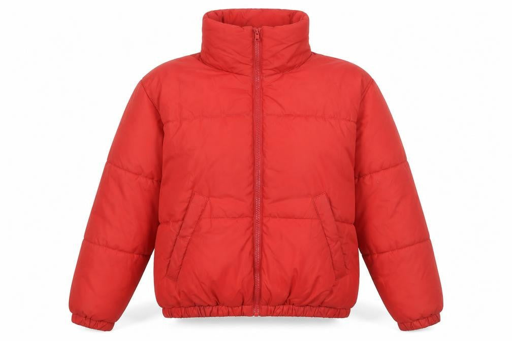 Weekday Womens Red Puffer Jacket Coat Size XS Zip