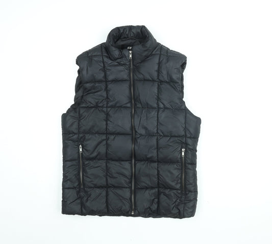 H&M Mens Black Gilet Coat Size 40 Zip