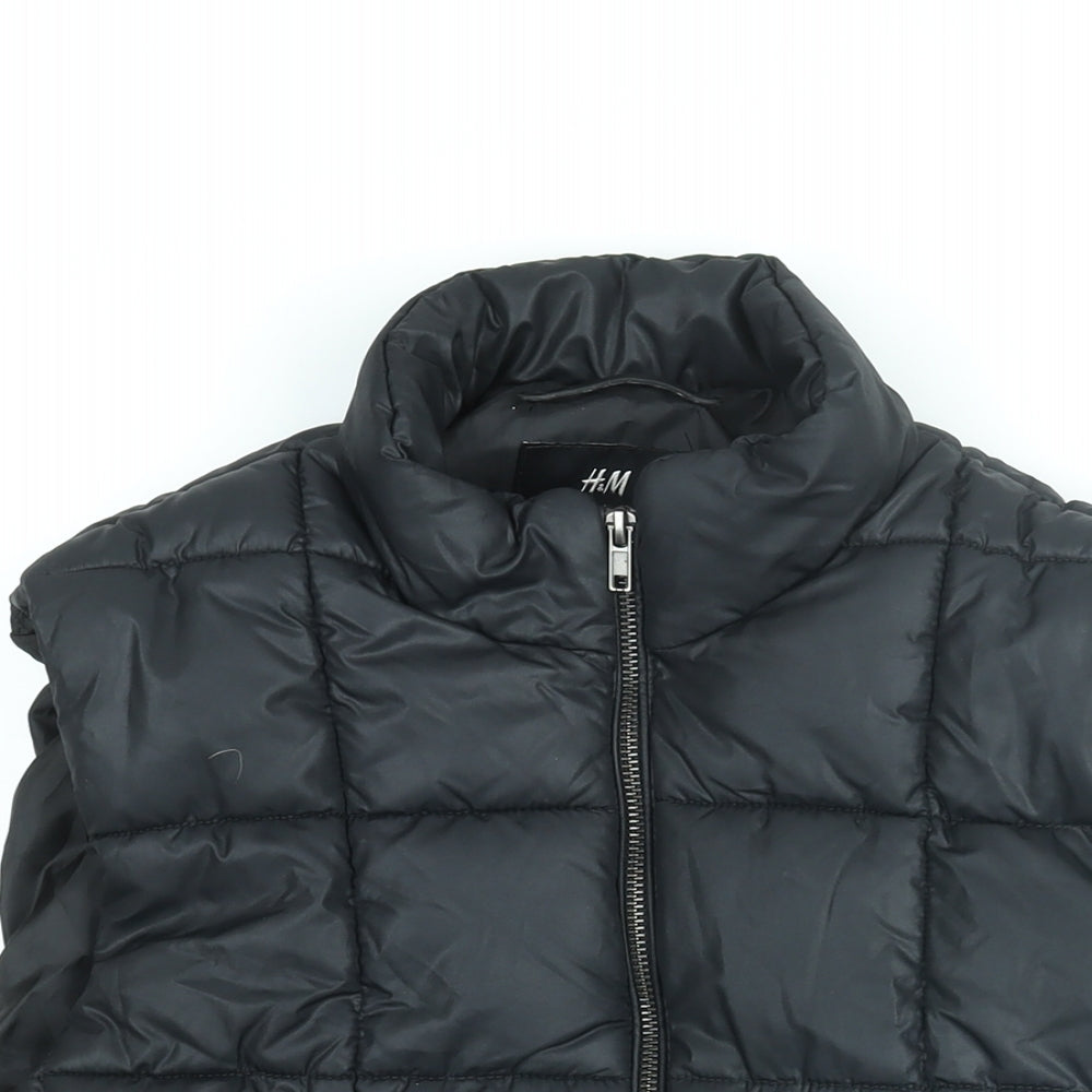 H&M Mens Black Gilet Coat Size 40 Zip