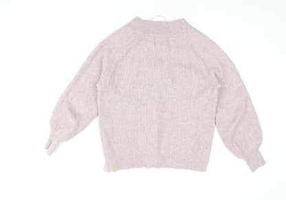 Next Womens Pink V-Neck Viscose Pullover Jumper Size M