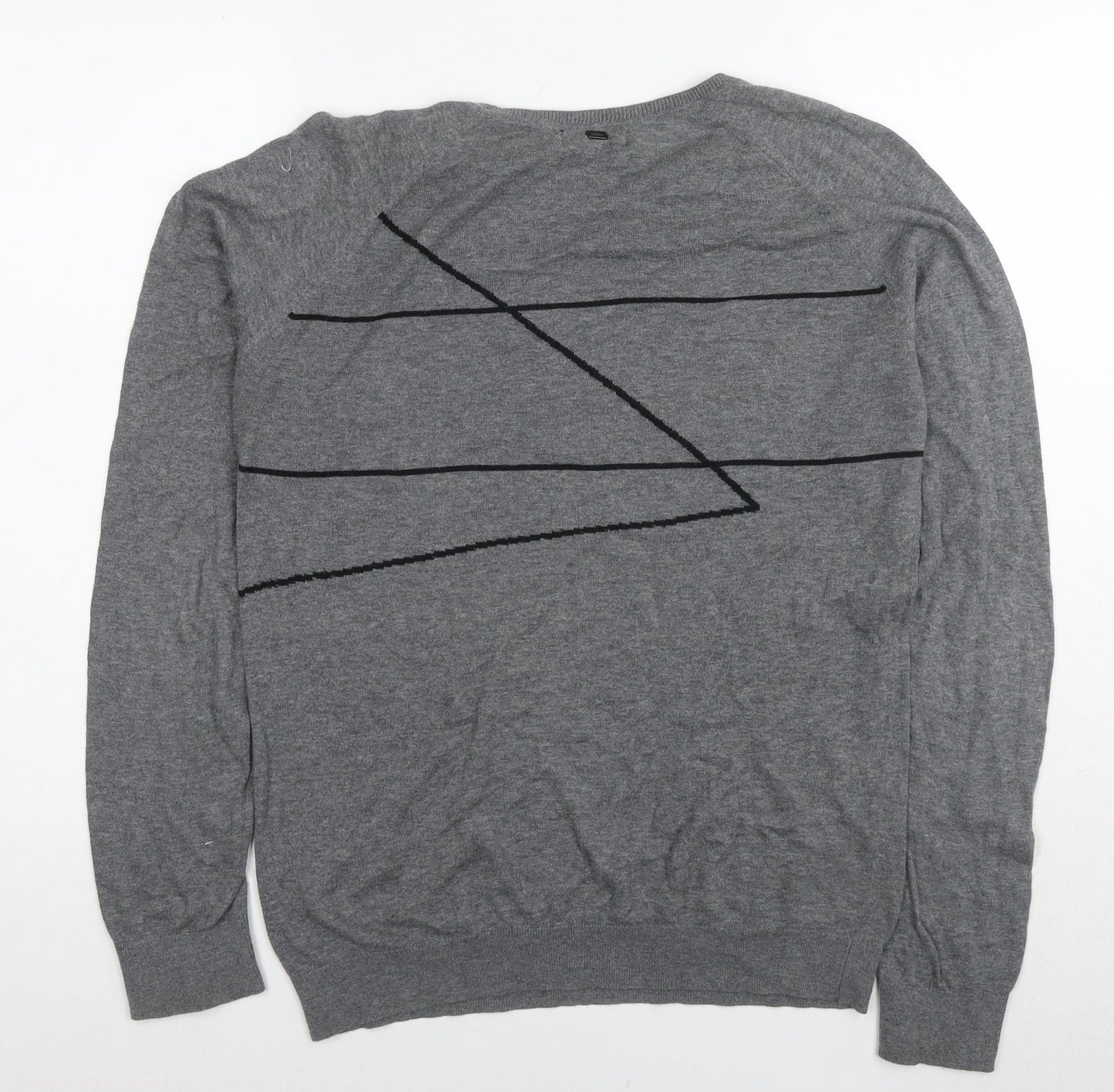 IKKS Womens Grey Polyester Pullover Sweatshirt Size S Pullover - Geometric Detail
