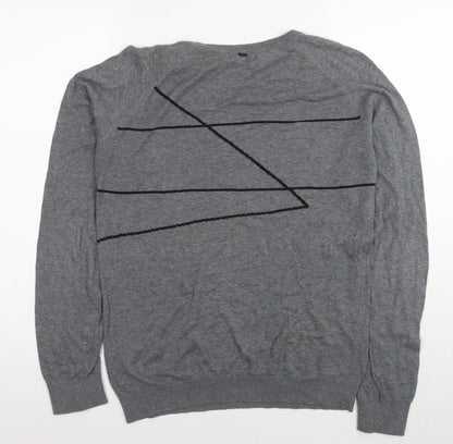 IKKS Womens Grey Polyester Pullover Sweatshirt Size S Pullover - Geometric Detail