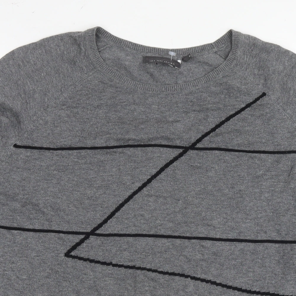 IKKS Womens Grey Polyester Pullover Sweatshirt Size S Pullover - Geometric Detail