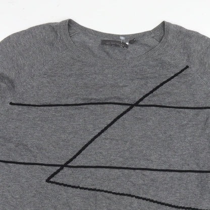 IKKS Womens Grey Polyester Pullover Sweatshirt Size S Pullover - Geometric Detail