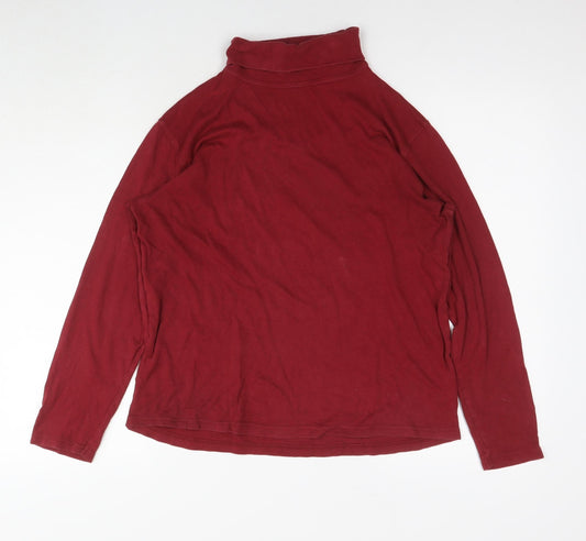 One Valley Womens Red Cotton Basic T-Shirt Size S Roll Neck