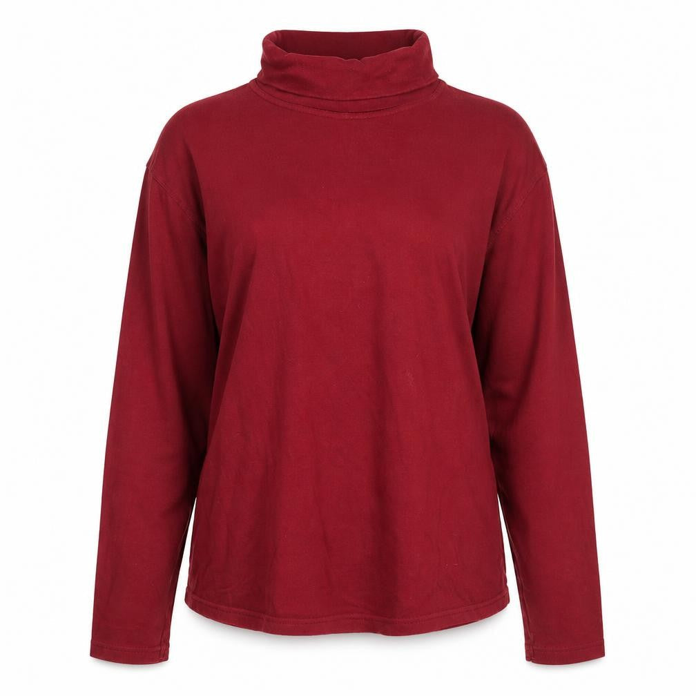 One Valley Womens Red Cotton Basic T-Shirt Size S Roll Neck