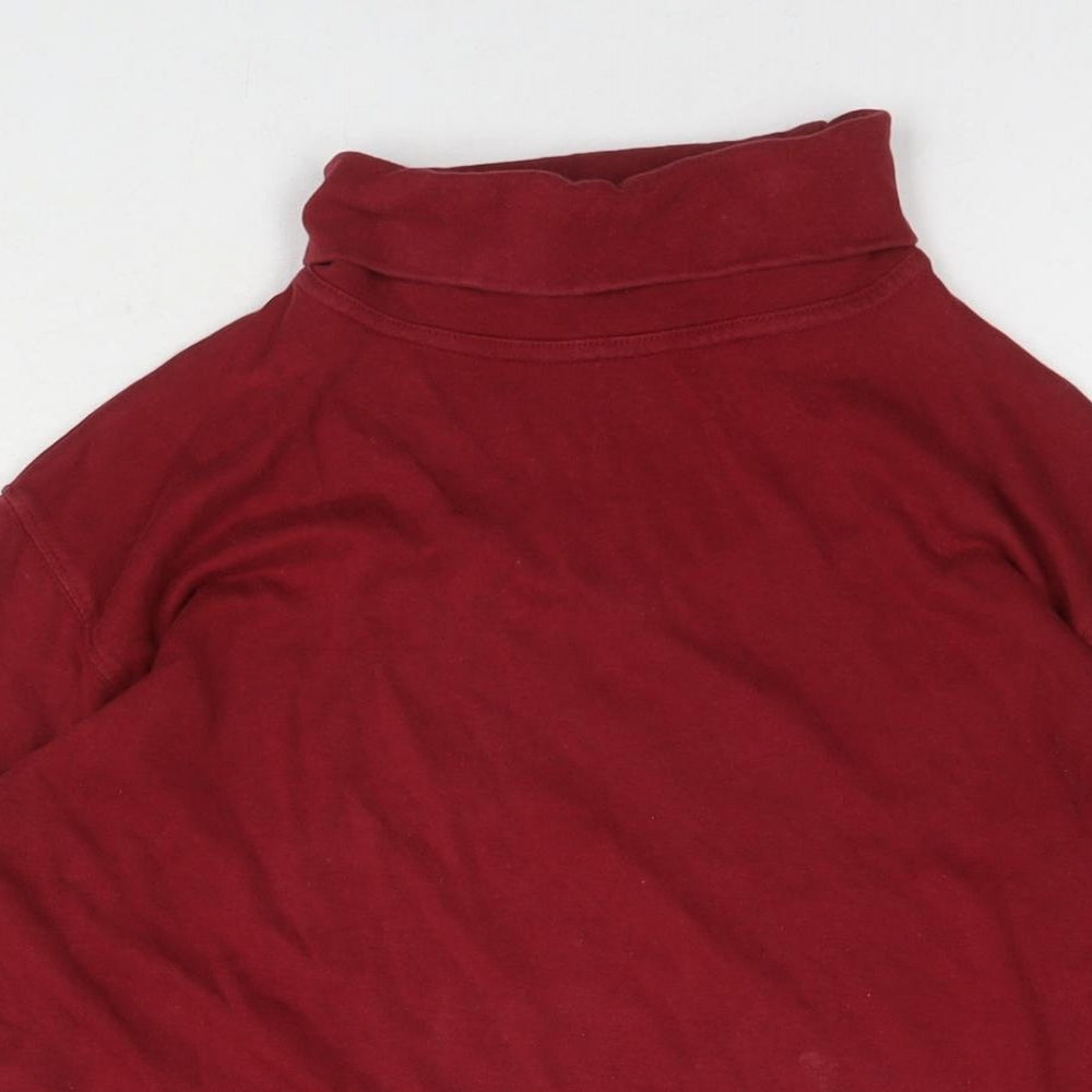 One Valley Womens Red Cotton Basic T-Shirt Size S Roll Neck