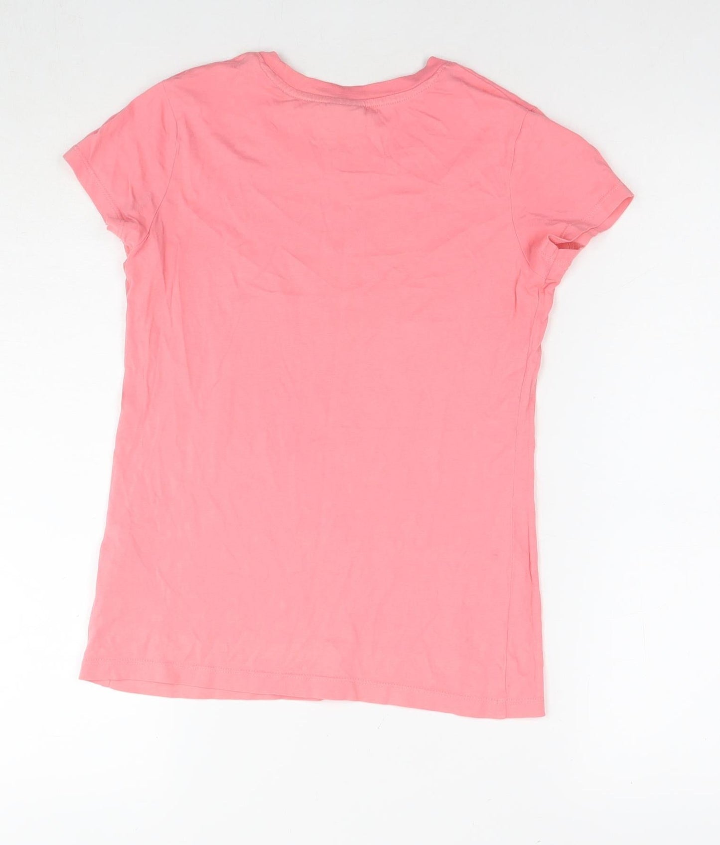 Esprit Womens Pink Cotton Basic T-Shirt Size 2XS Round Neck - Bow