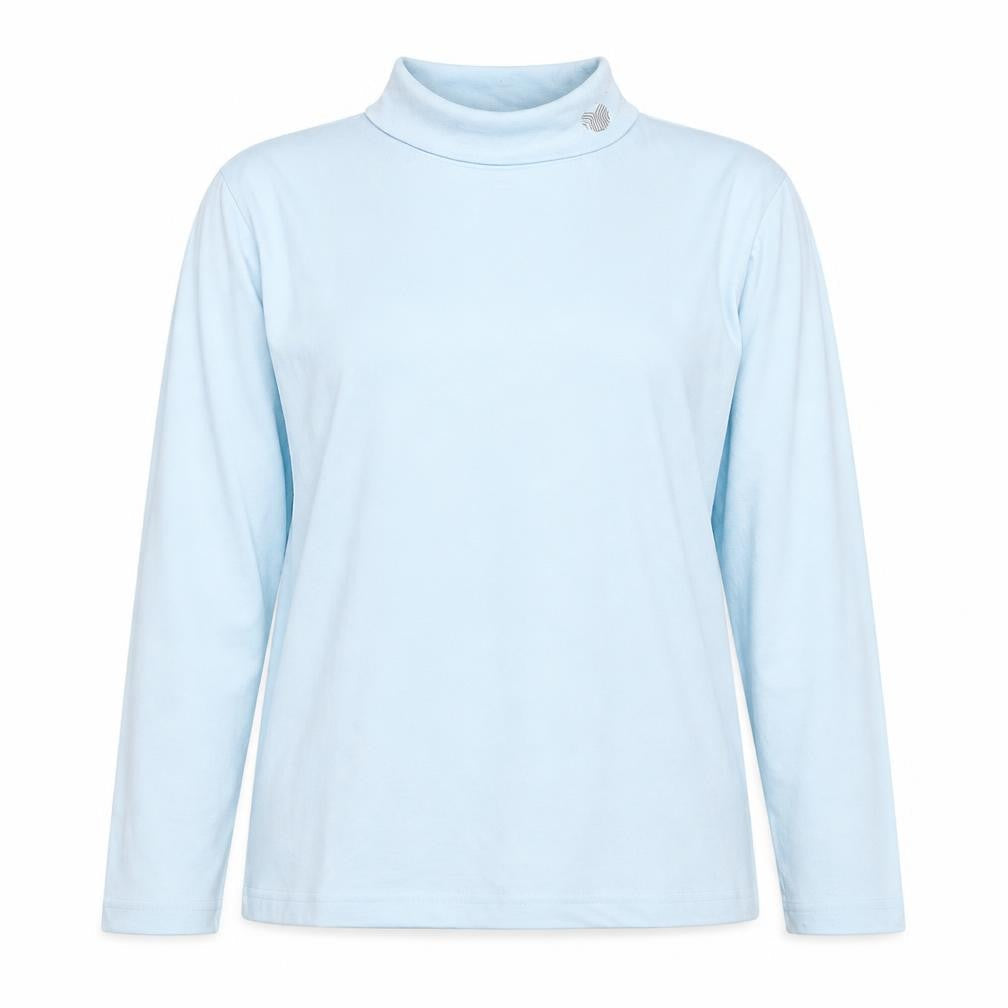Palm Grove Womens Blue Cotton Basic T-Shirt Size 12 Roll Neck
