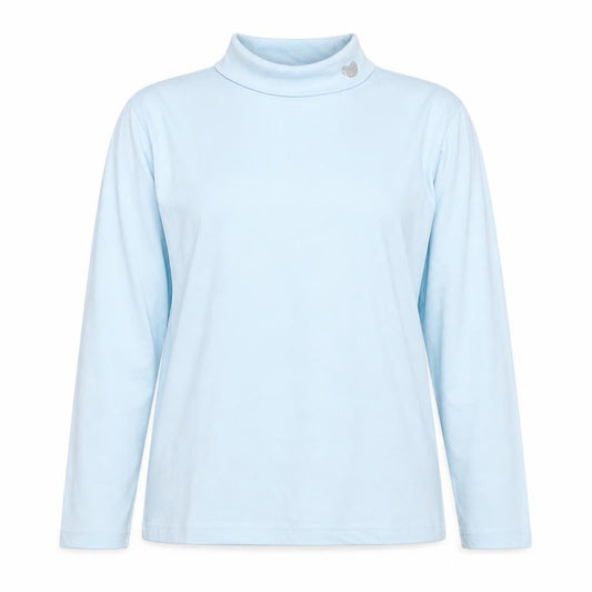 Palm Grove Womens Blue Cotton Basic T-Shirt Size 12 Roll Neck