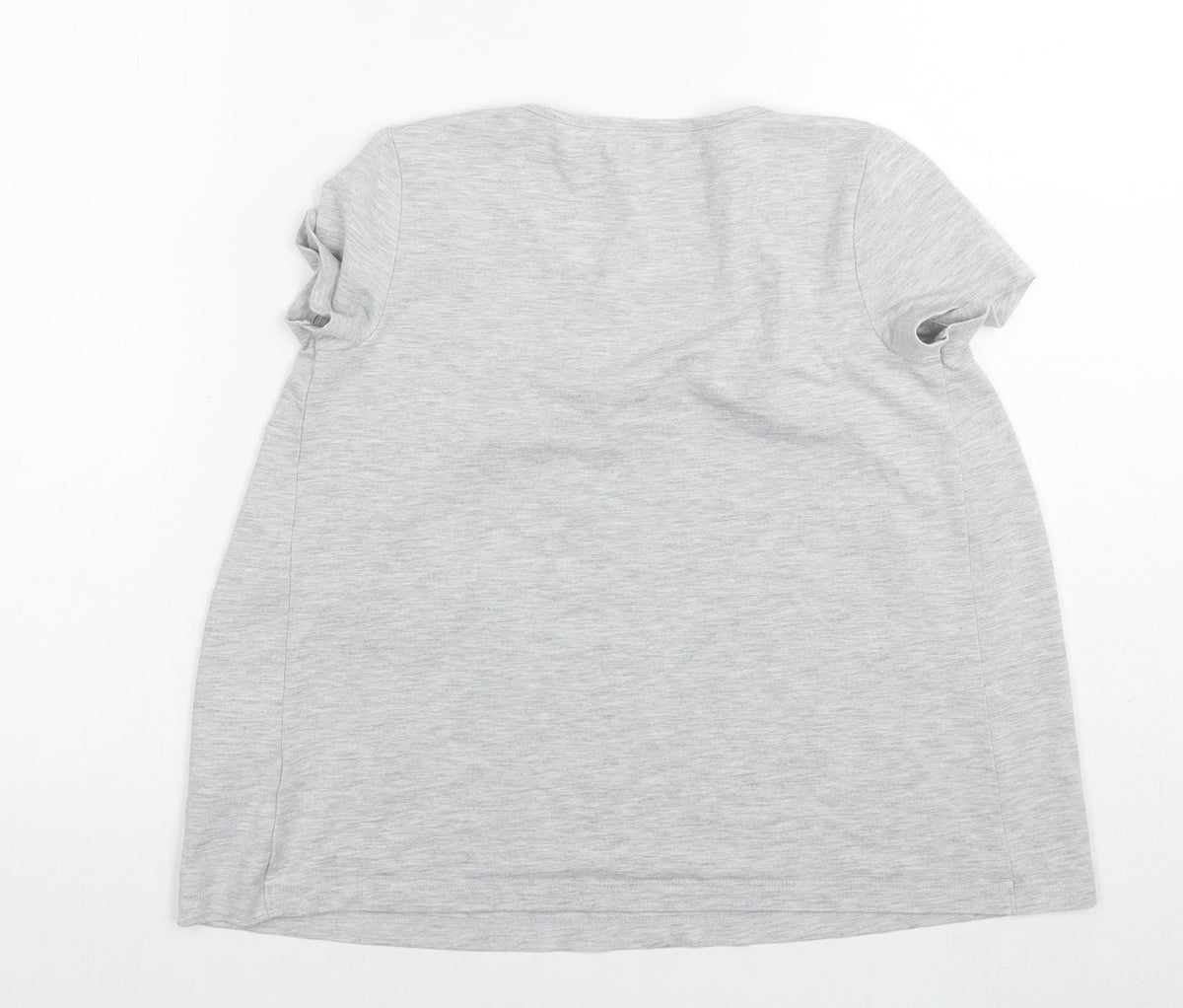Back view of Gap girls’ grey polyester basic t-shirt, size 10-11, years round neck pullover