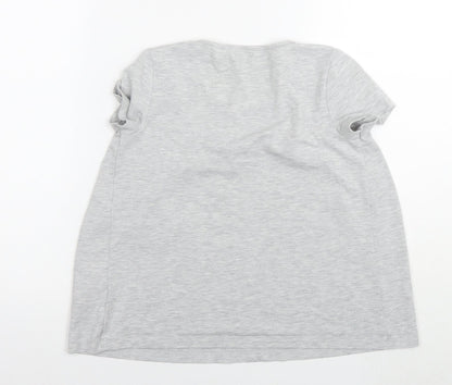 Back view of Gap girls’ grey polyester basic t-shirt, size 10-11, years round neck pullover