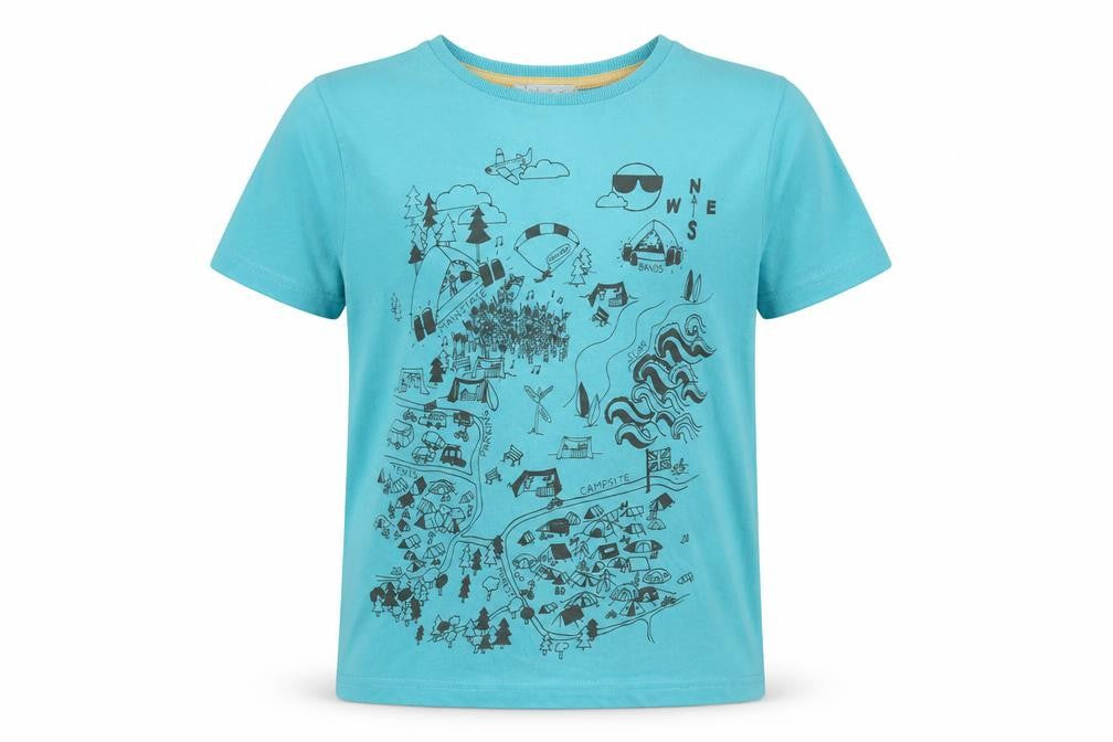 Marks & Spencer Boys Blue Cotton Basic T-Shirt Size 9-10 Years Round Neck Pullover - Campsite
