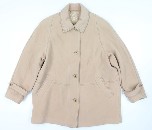 David Barry Beige Wool Blend Overcoat Size 18