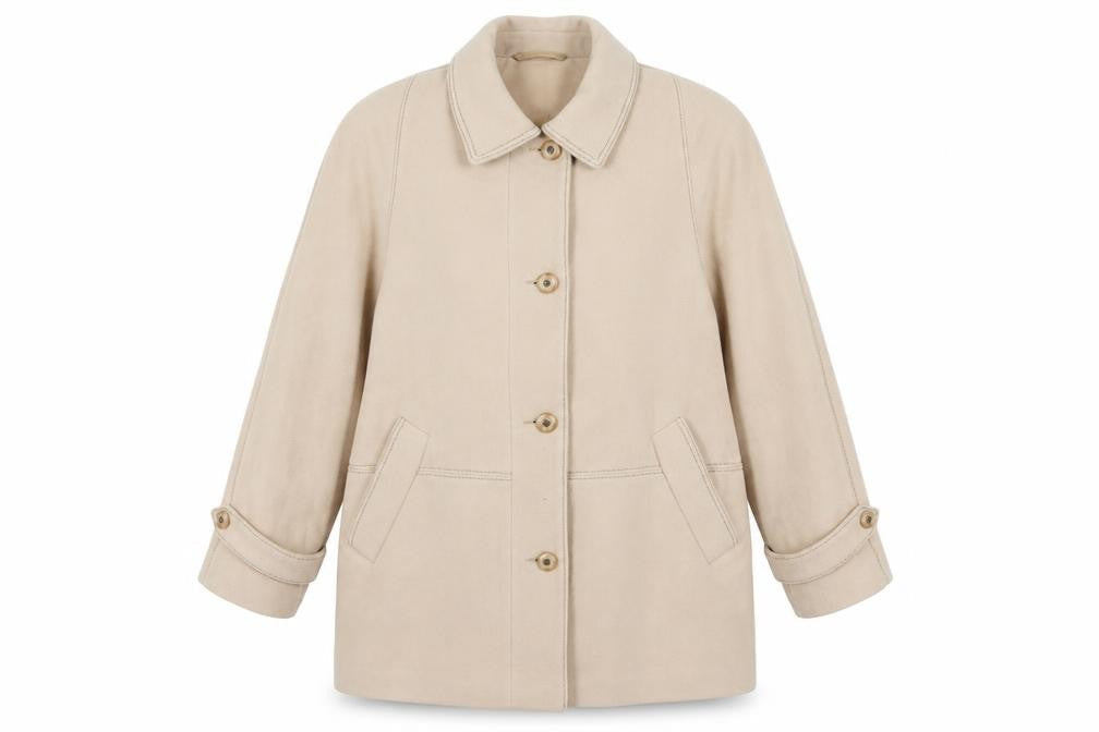 David Barry Beige Wool Blend Overcoat Size 18