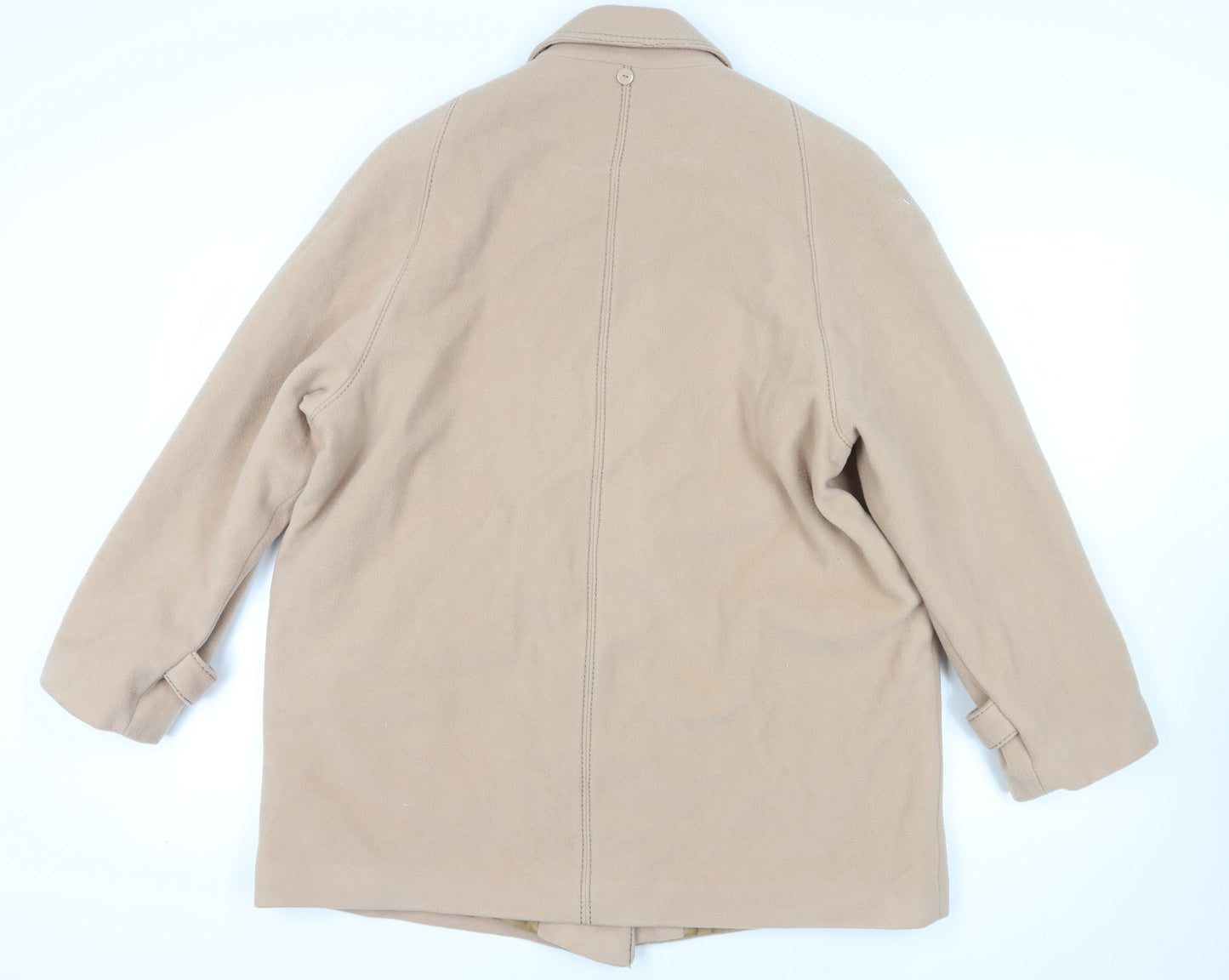 David Barry Beige Wool Blend Overcoat Size 18