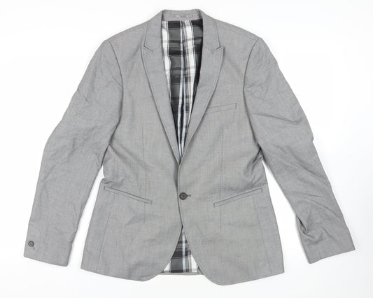 White Label Grey Checked Blazer, Size L, Regular Fit
