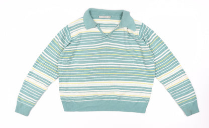 Additional front view of EWM Multicoloured Striped jumper, size 14