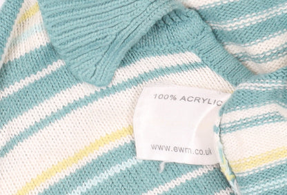 Close-up detail of EWM Multicoloured Striped jumper, size 14