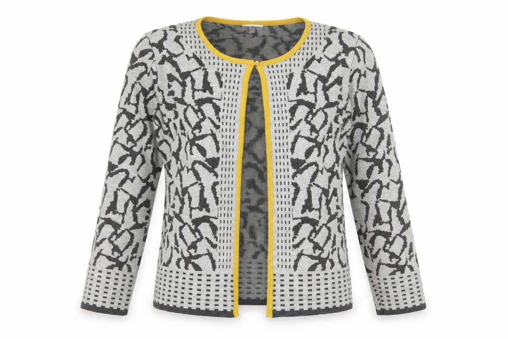 Nina Murati Grey Geometric Cardigan - Small, Long Sleeve